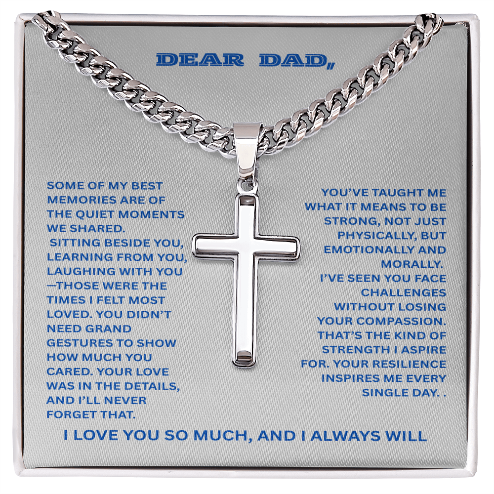To My Dearest Father- Cross With Link Chain