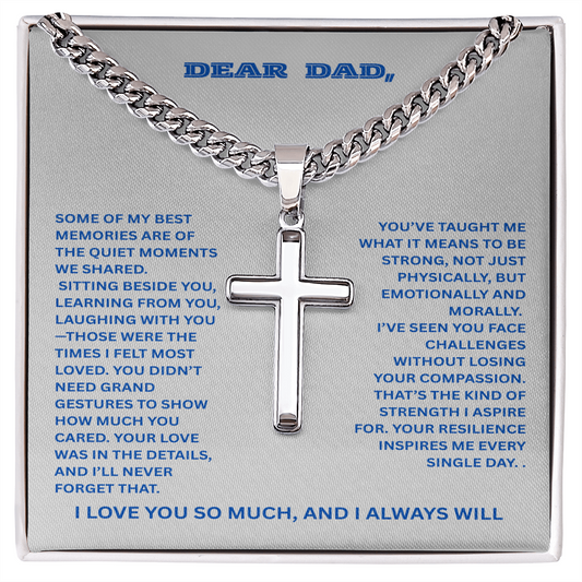 To My Dearest Father- Cross With Link Chain