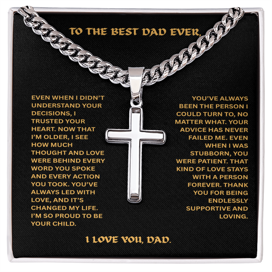 To The Best Dad- Cross With Link Chain