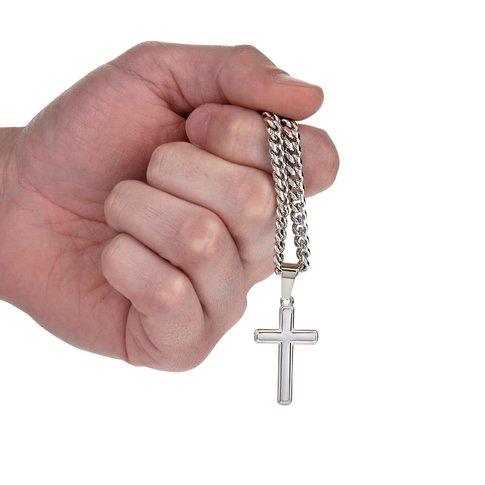 To My Dearest Father- Cross With Link Chain