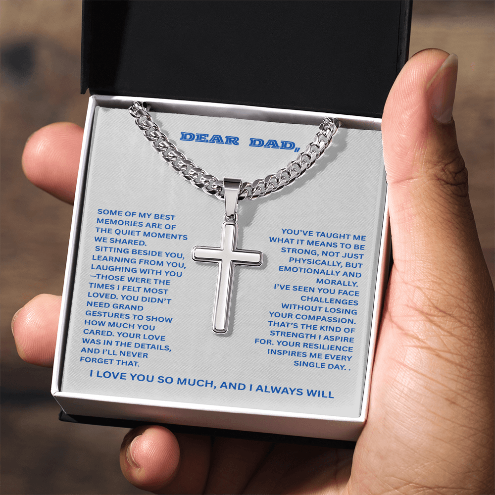 To My Dearest Father- Cross With Link Chain