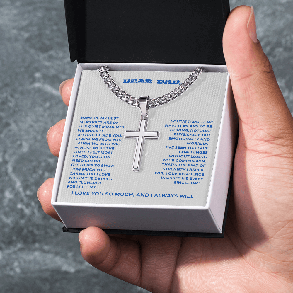 To My Dearest Father- Cross With Link Chain