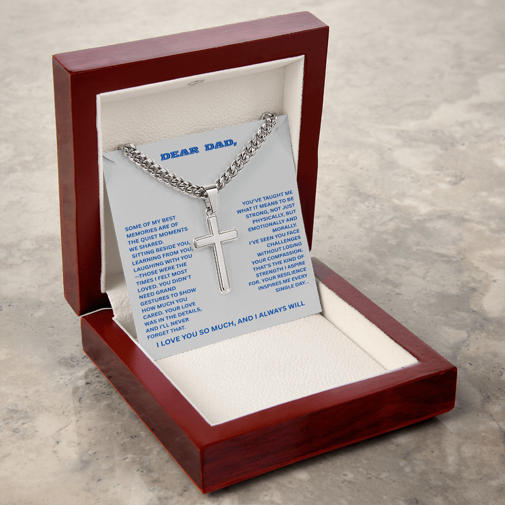 To My Dearest Father- Cross With Link Chain