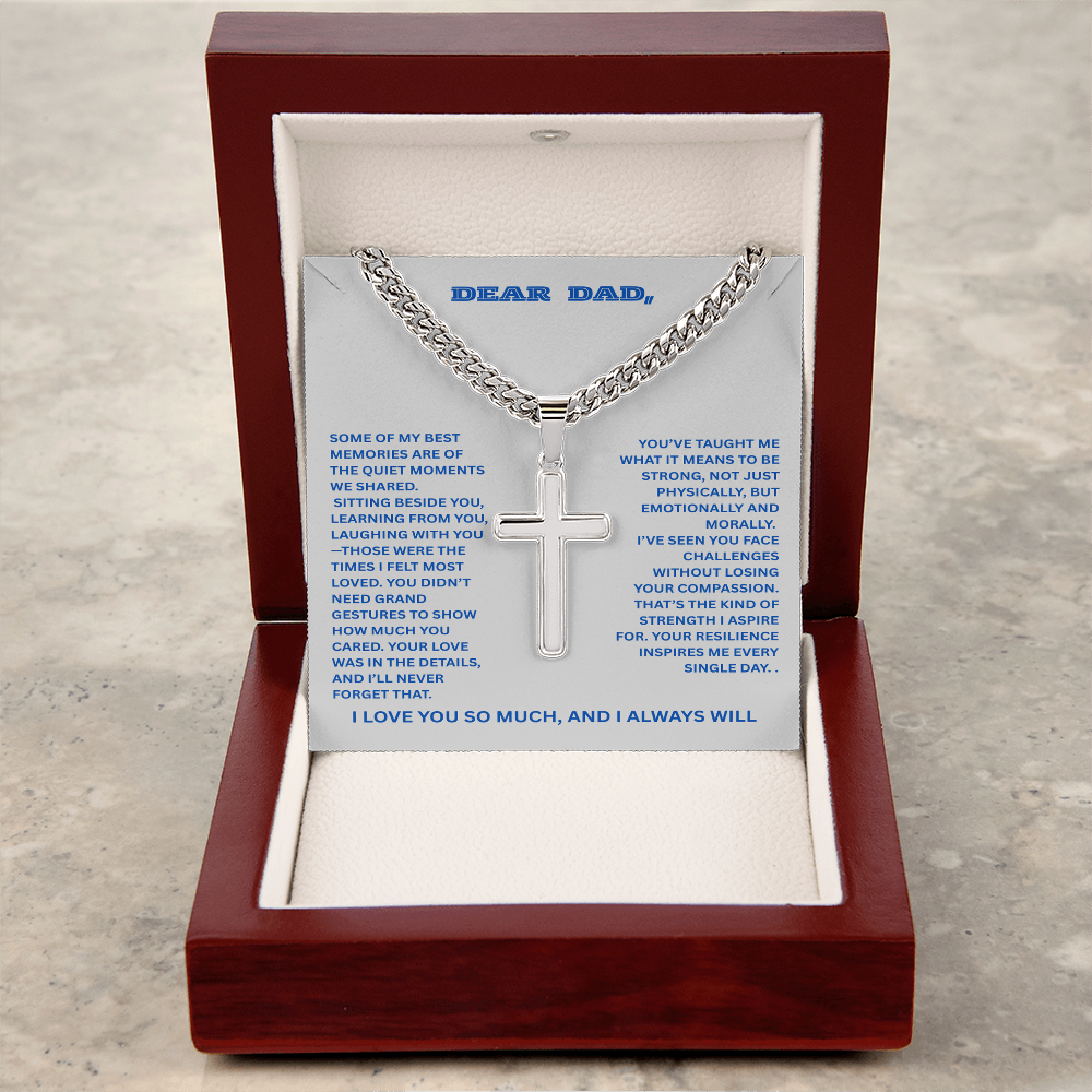 To My Dearest Father- Cross With Link Chain