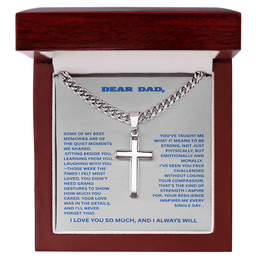 To My Dearest Father- Cross With Link Chain