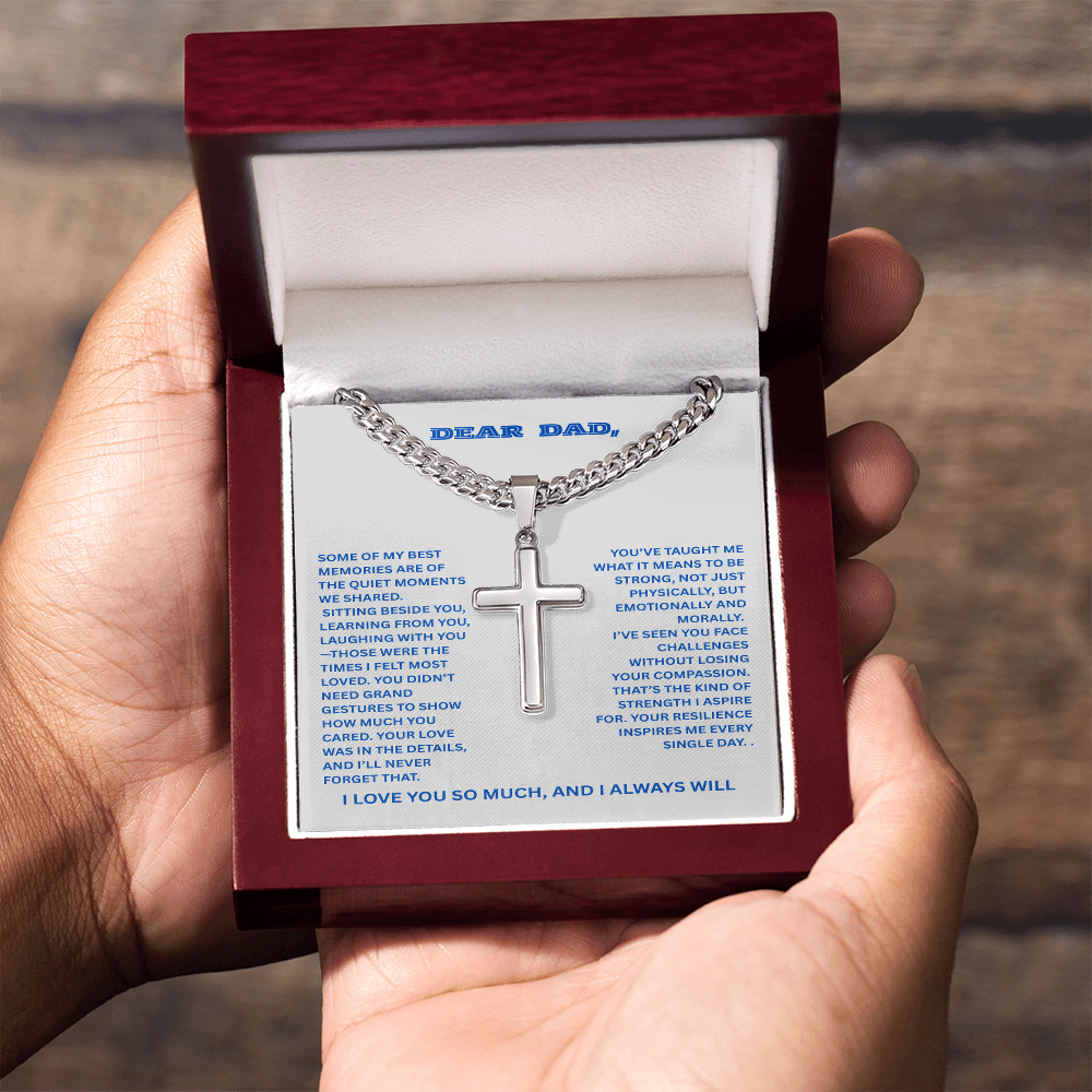 To My Dearest Father- Cross With Link Chain